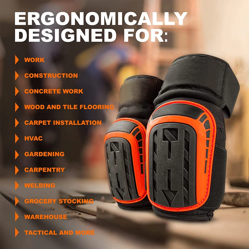 Work Knee Pads with Double Gel, Thick Foam Cushion, and Strong Adjustable Non-Slip Strap - Perfect for Construction, Flooring, Gardening, and Cleaning