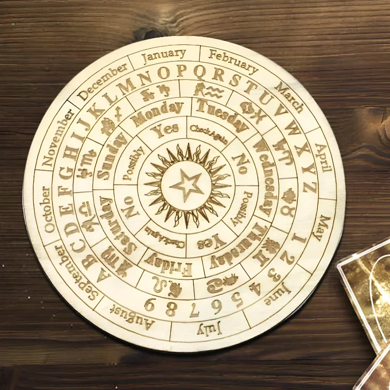 Wooden Twelve Constellation Divination Pendulum Board Sign Home Decor Star Sun Moon Altar Message Board Meditation Ornaments For Pendulum Board Wood Wall Art