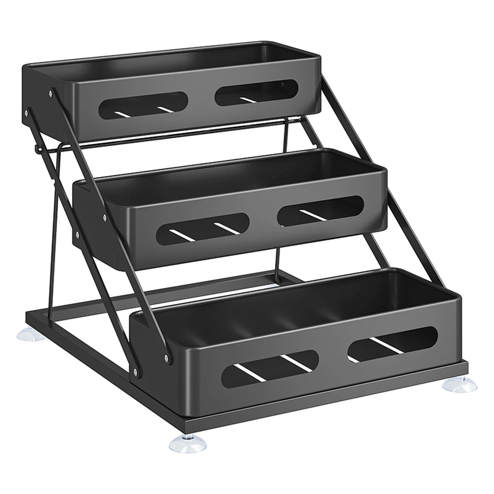 3-lagiges Gewürzregal für die Küche, höhenverstellbar, Gewürzregal, Arbeitsplatte, höhenverstellbarer Regal-Organizer für Küchenschrank – Detail 13