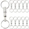 10PCS Quick Release Keychain Detachable Pull Apart Key Rings Heavy Duty Dual Split Snap Lock Holder Silver Double Spring Key Acc 1