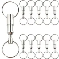 10PCS Quick Release Keychain Detachable Pull Apart Key Rings Heavy Duty Dual Split Snap Lock Holder Silver Double Spring Key Acc 1