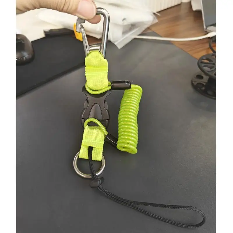 Enhanced Diving Safety Lanyard with Quick Release and Stainless Steel Spring Coil