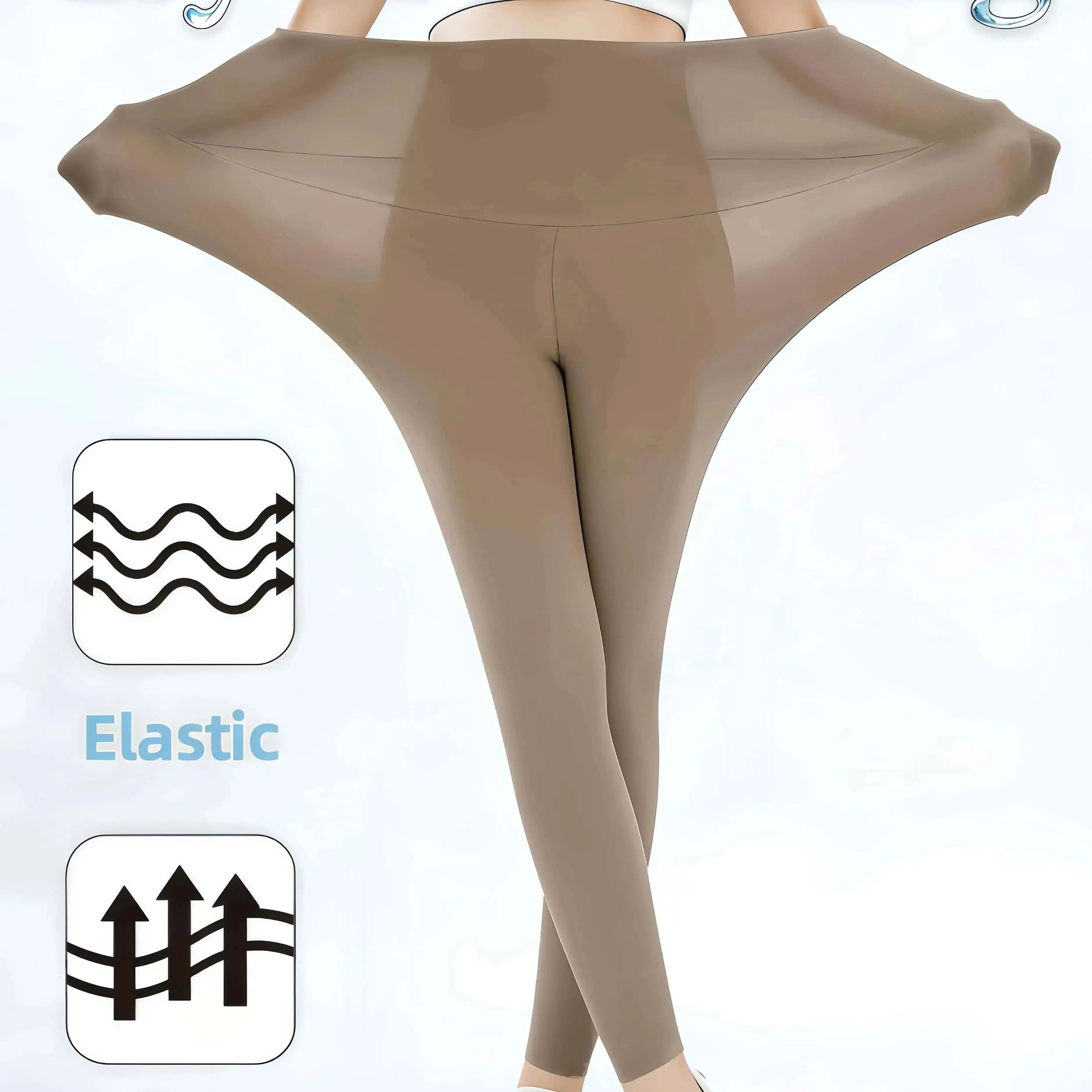 Damen Kaffeebraune Hochelastische Hochgeschnittene Lässige Mode-Yogahose - Kühlend Atmungsaktiv für Frühling Sommer Tägliches Tragen und Sport – Detail 1
