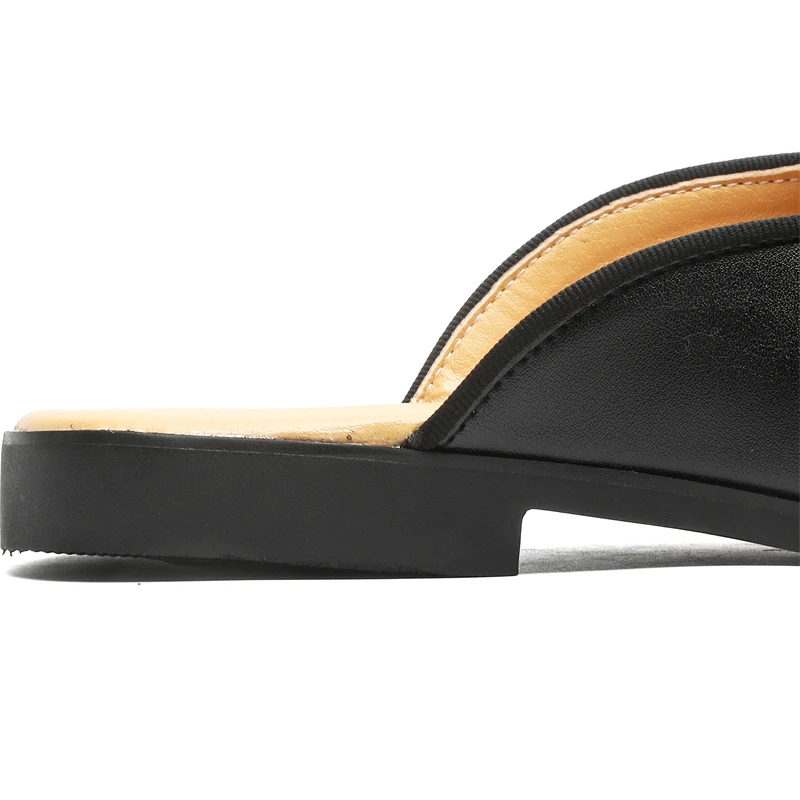 Hight Quality Summer New British Street Style Leather Mules For Men's Black White Hombre Daily Outdoor Dress Slippers Big Size — view 2