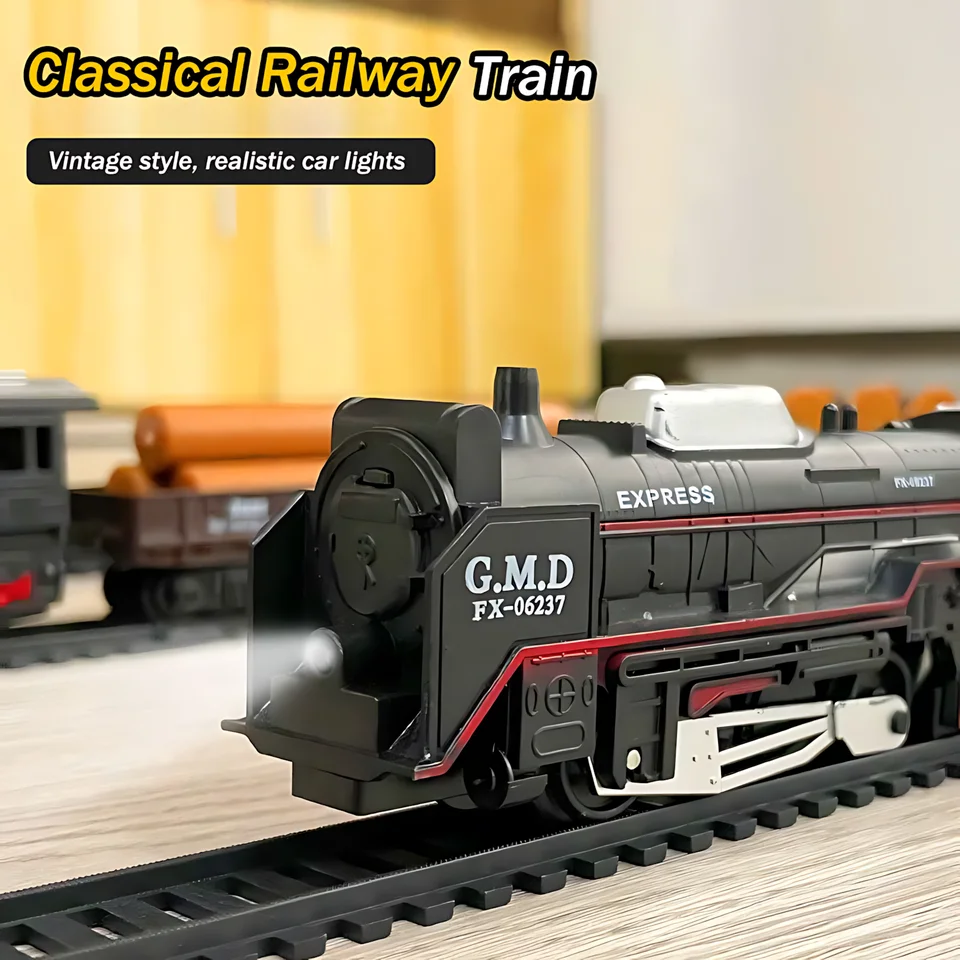 Electric Freight Set With Light-Up Tracks, STEM Railway Toy Kids, Interactive Christmas Train Gift For Boys & Girls_voghion.com