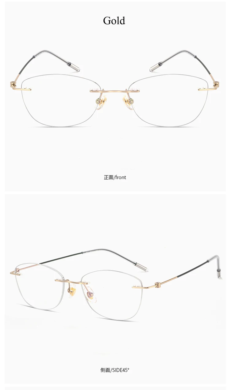 Bclear Women's Rimless Oval Cat Eye Titanium Eyeglasses 10