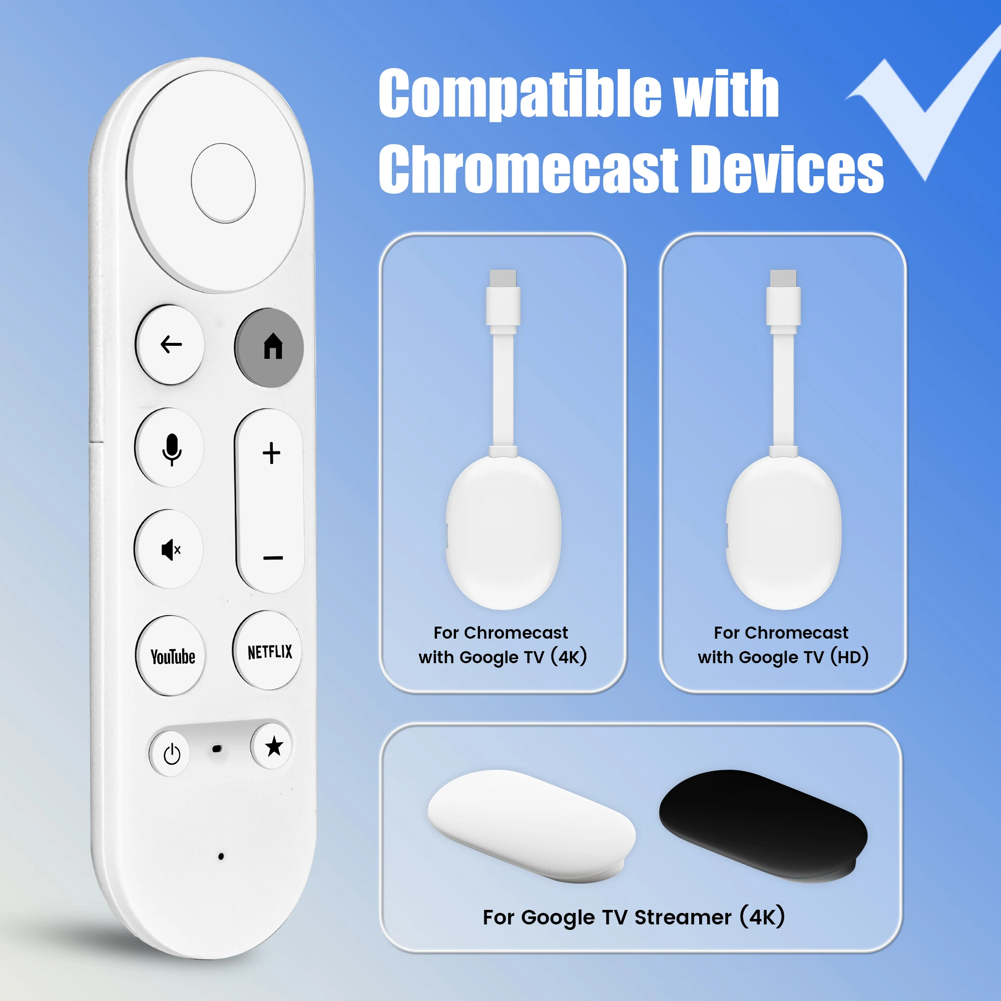 Enhanced Voice Remote Control for Google TV and Streaming Media Players
