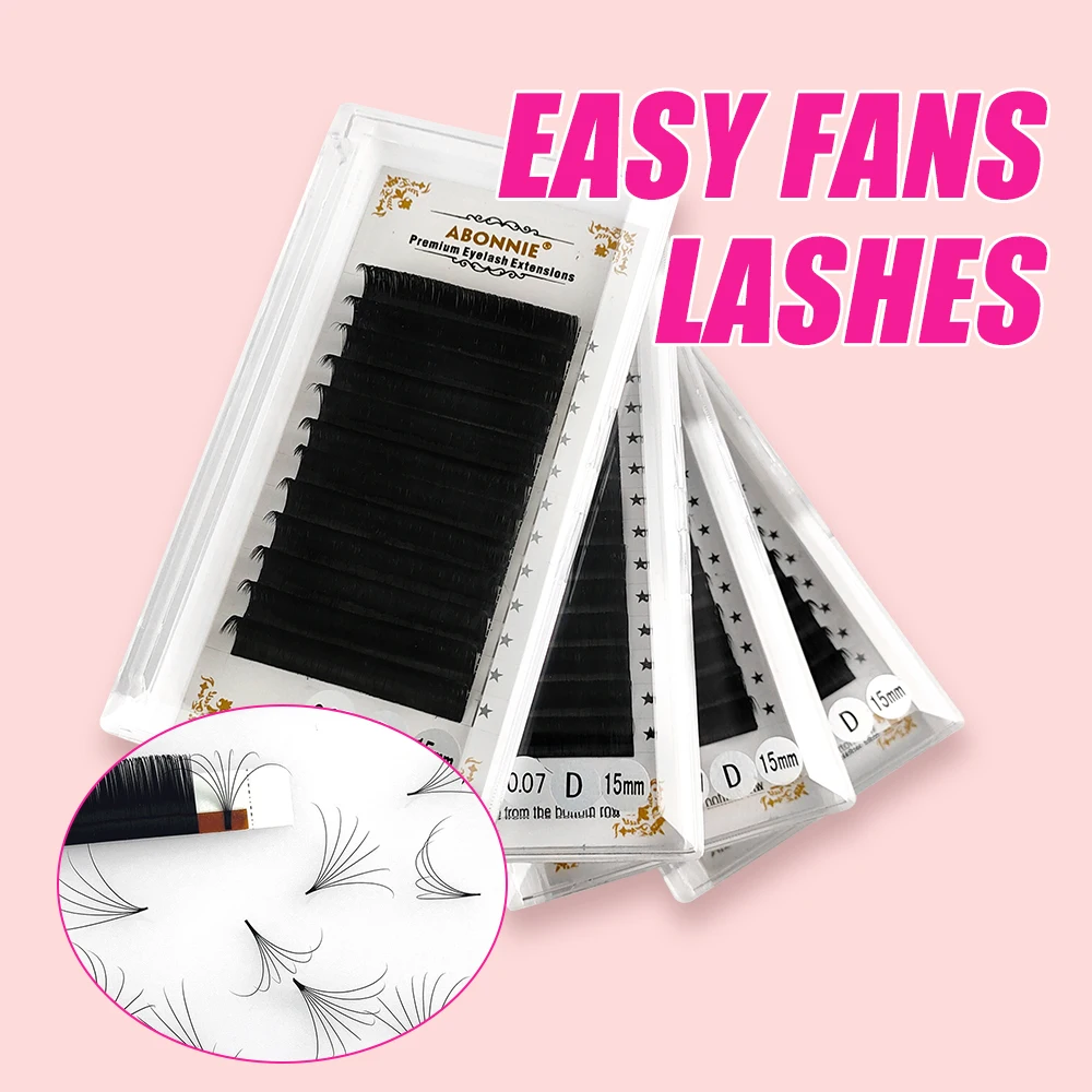 Abonnie Easy Fans Volume Lashes Extensions Auto Fans Eyelashes Extensions False Eyelashes Blooming Easy Fan Volume Cilios