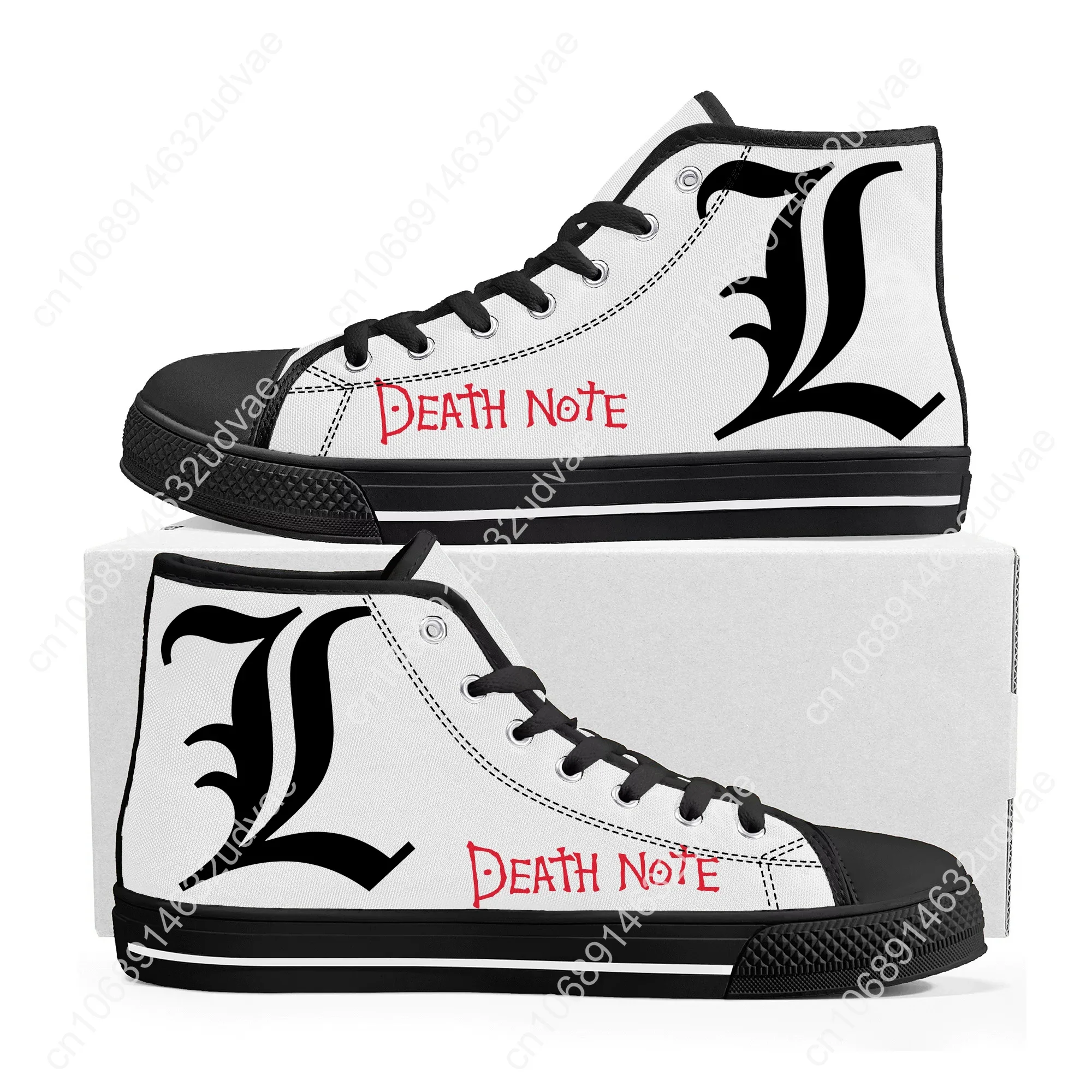 Anime Death Note Yagami Light L High Top Sneakers Mens Womens Teenager Canvas Sneaker Casual Couple Shoes Custom Casual Shoe
