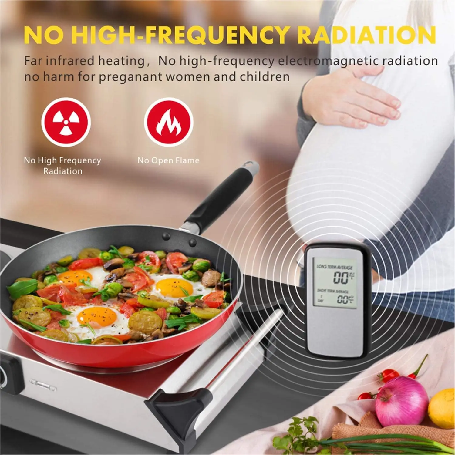 Turkewood electric stove, dual infrared ceramic heating plate cooking, two controlled range burners 6