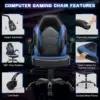 Ergonomic Computer Gaming Chair - Home Office Desk with PU Leather Lumbar Support, Height Adjustable Big and Tall Video Game 5