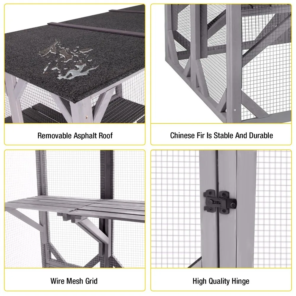 Outdoor Cat Enclosure Large for Multiple Cats, Outdoor Wooden Cat House