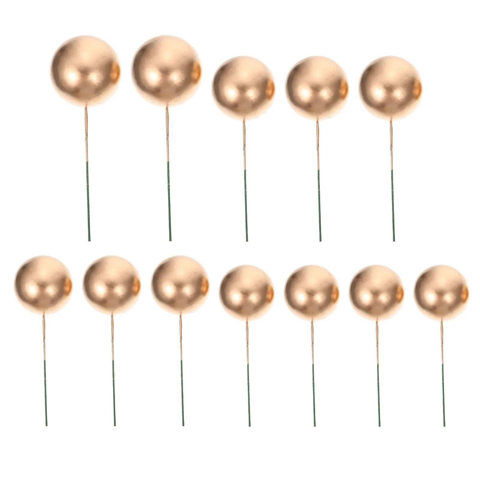 

Round Ball Cake Topppers Simple Unique Ball Shaped Cupcake Ornament Creative Baking Decoration Accessories (Golden)