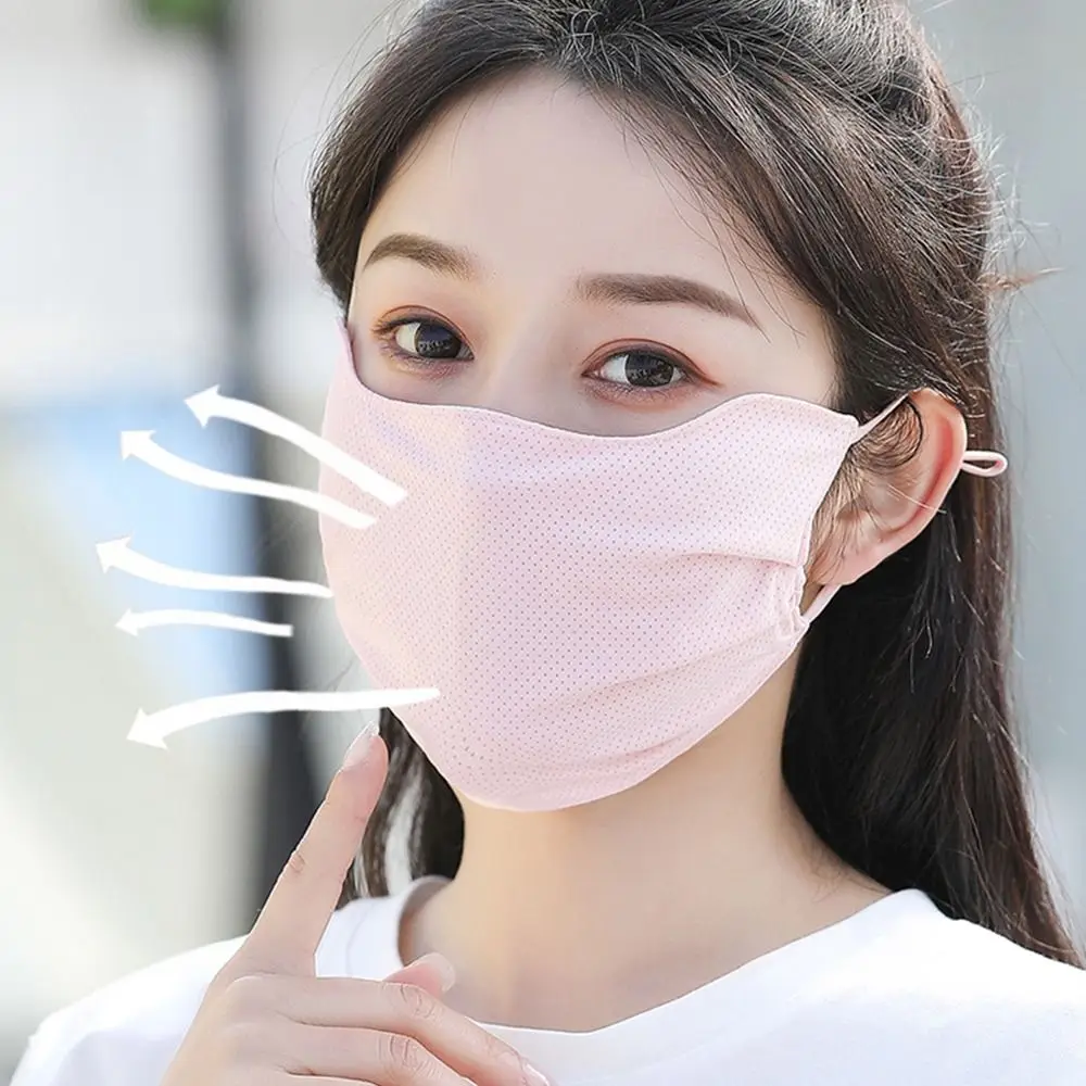 1Pcs Solid Color Anti-UV Face Shield Ice Silk Sun Protection Driving Face Mask Summer Sunscreen Mask Women Sun Hats