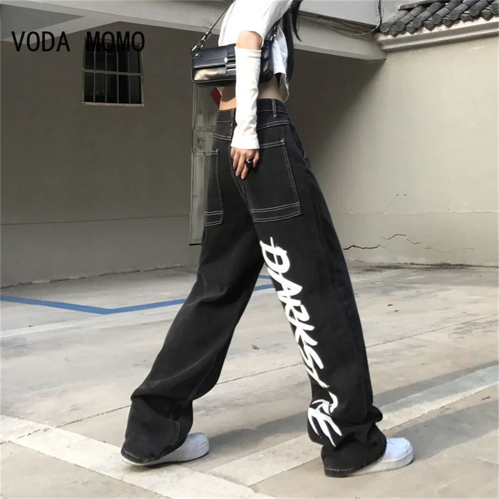 2022 New Arrival Color Block Vintage Black Men Hip Hop Baggy Jeans Pants Straight Loose Casual Denim Trousers Pantalones Hombre