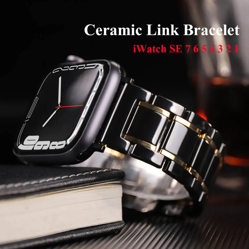 

Ceramic Band For Apple Watch Ultra 49mm 44mm 45mm 40mm Bracelet Stainless Steel Replacement Strap iWatch 8 Band 38mm 42mm 40mm