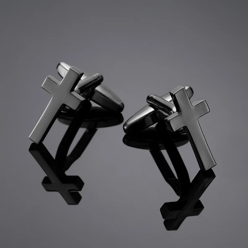 Men's French shirt cufflinks high-quality metal cross building blocks cuff buttons suit accessories jewelry crystal cufflinks