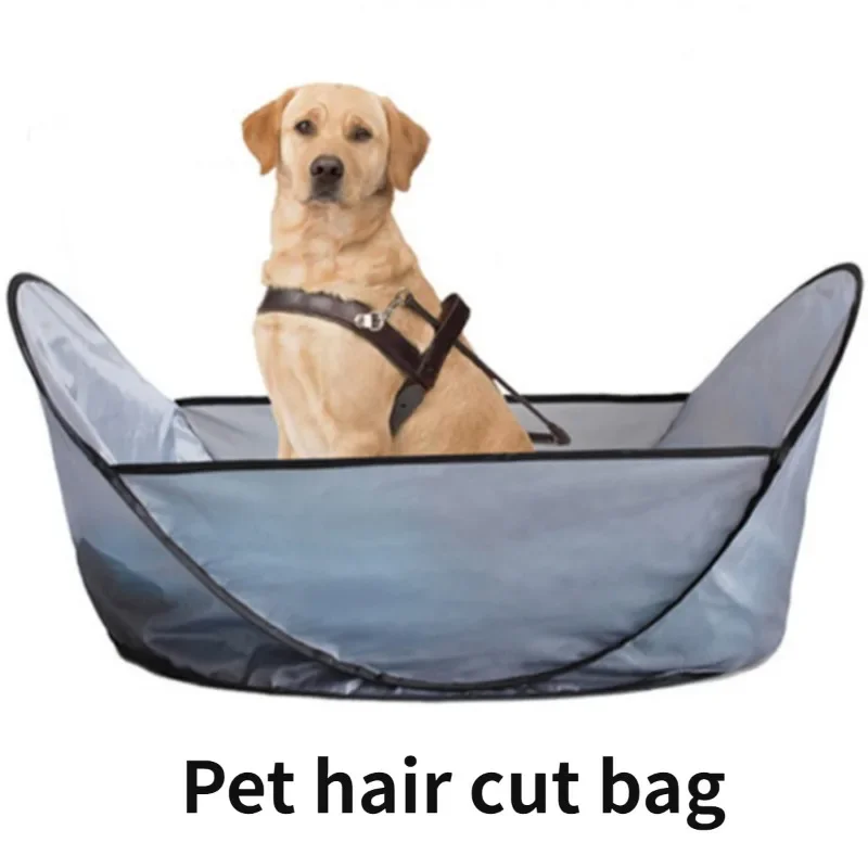 Pet Hair Cutting Cape Comfortable Gray Pet Shearing Apron Dog Shaving Bib Supplies Folding Hair Grooming Tool For Kittens