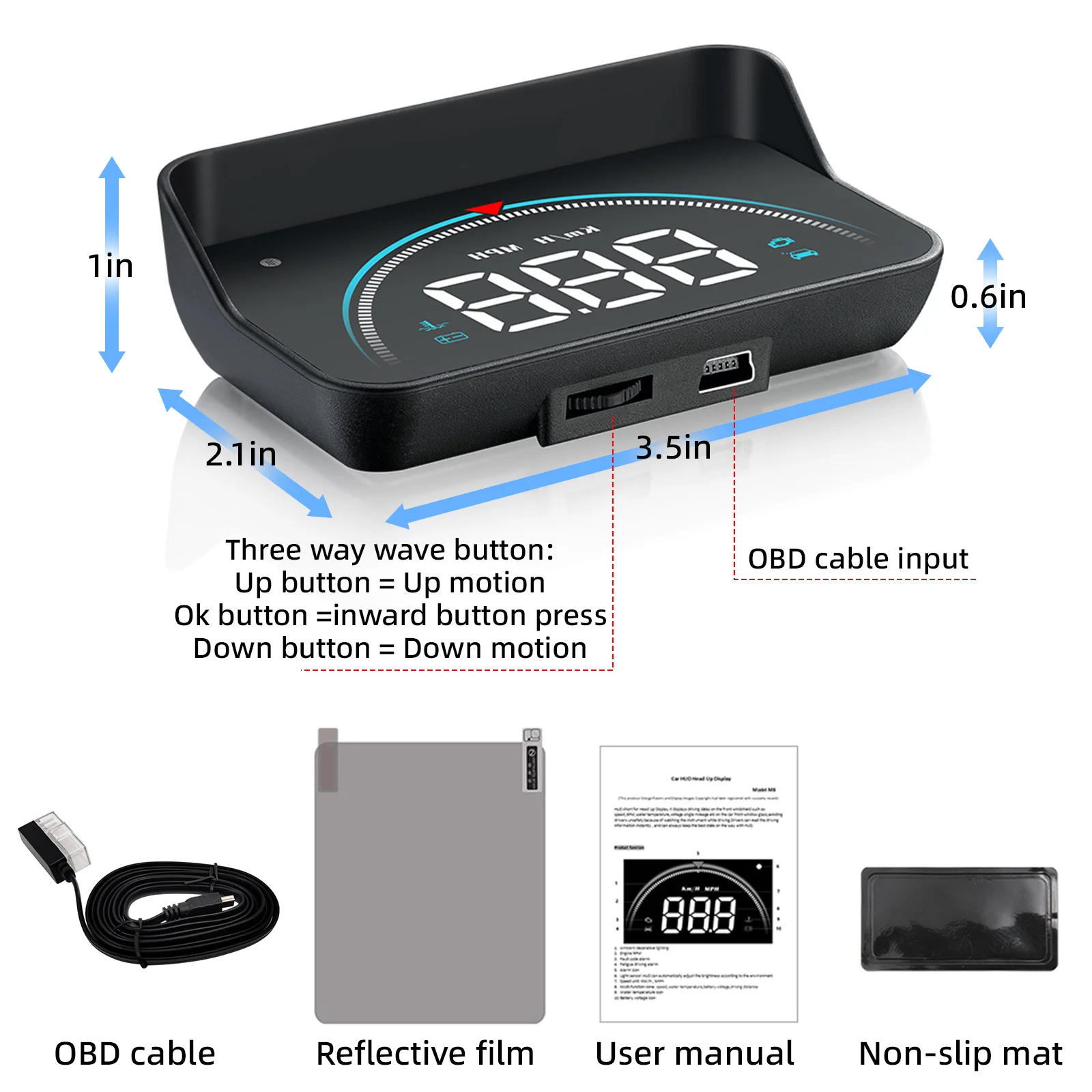 OBD2 HUD Display Car Head Up Projector Overspeed Warning