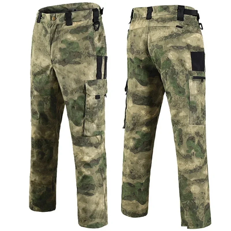Ruins Camo Tactical Sets Men Breathable Quick-dry Training T Shirts Multi-pocket Wear-resistant Cargo Pants 2 Pcs Suits Hunting 4