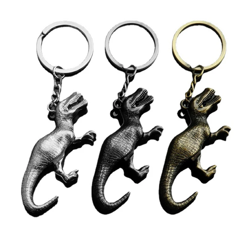 

3D Simulation Movie Peripheral Dinosaur Keychain Male Female Universal Double Layer Ring Buckle Non Fading Oxidation Resistant