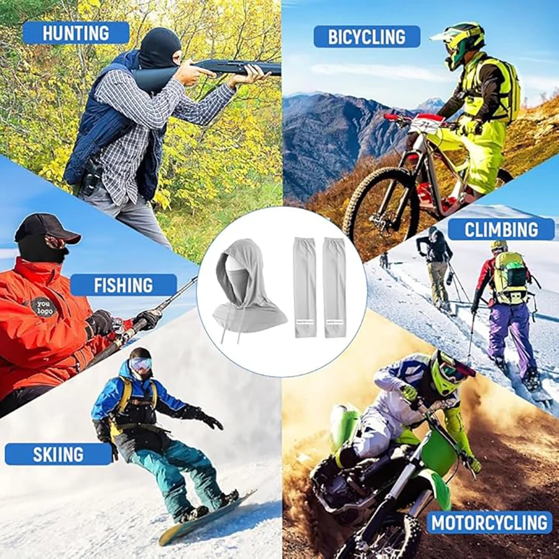 1set Neck Cover Face Mask Arm Anti-UV Sunscreen Sleeves Ice Silk Half Face Cover UV Protection Neck Wrap Unisex UPF 50+