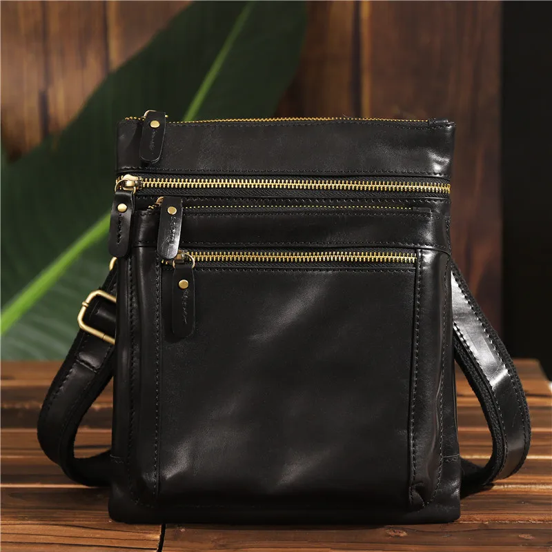 Genuine Leather Men's Crossbody Shoulder Bag - Stylish Messenger Bag