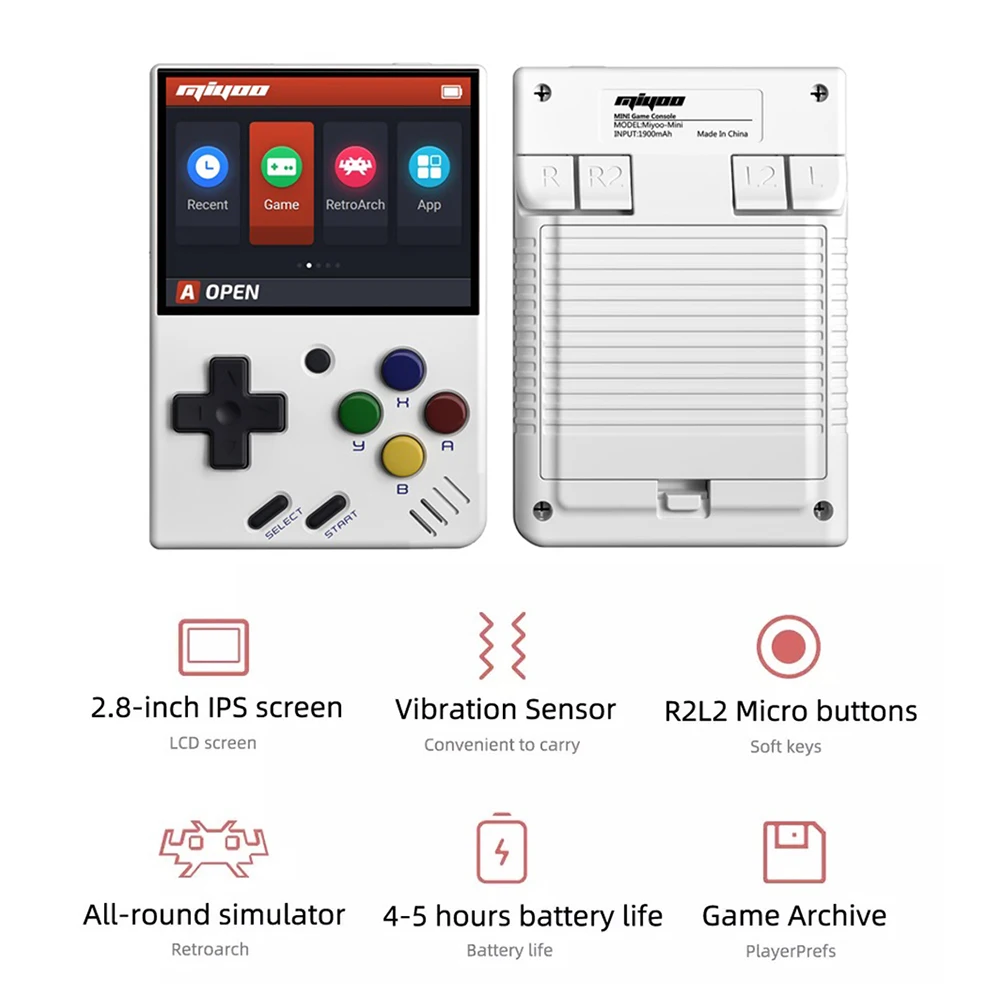 Miyoo Mini Retro Video Game Console Portable Pocket Handheld Gaming Consoles 2.8 Inch Built-In 2500+ Classic Games IPS for Kids