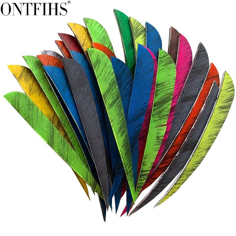

18 Pcs/lot Arrow Feathers 5Inch Shield Cut Real Turkey Archery Plumage Ink Paintingr for Arrows DIY