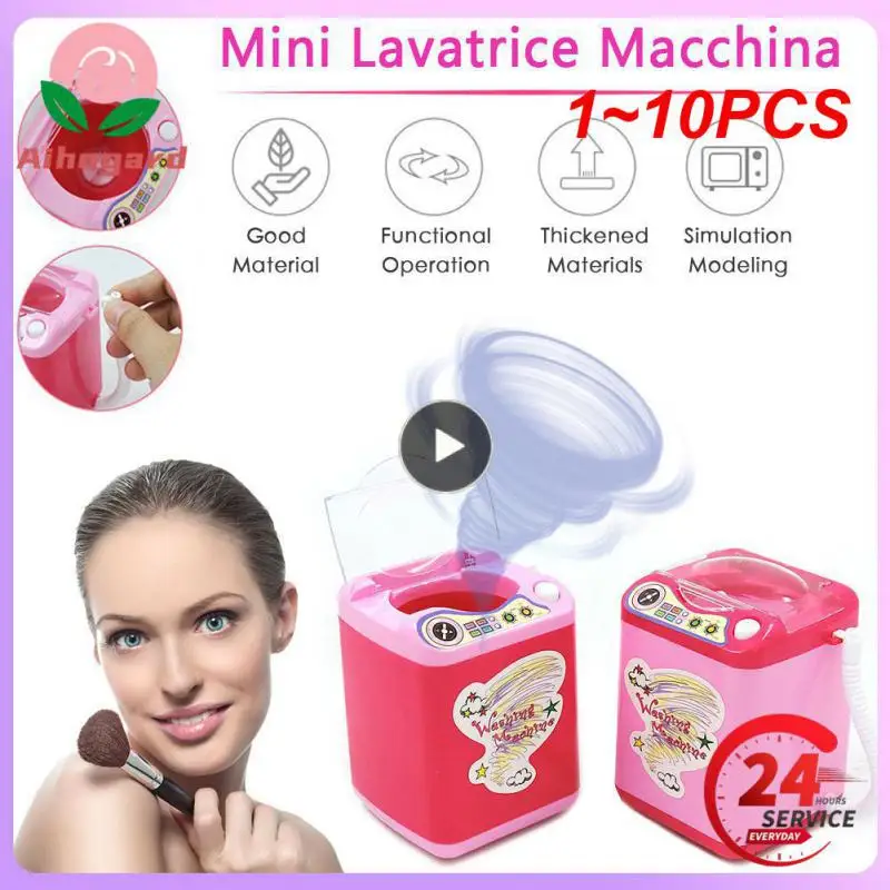 

1~10PCS Mini Electric Washing Machine Child Role Pretend Play Toy for Wash Makeup Brushes Housekeeping Toys Red Toy