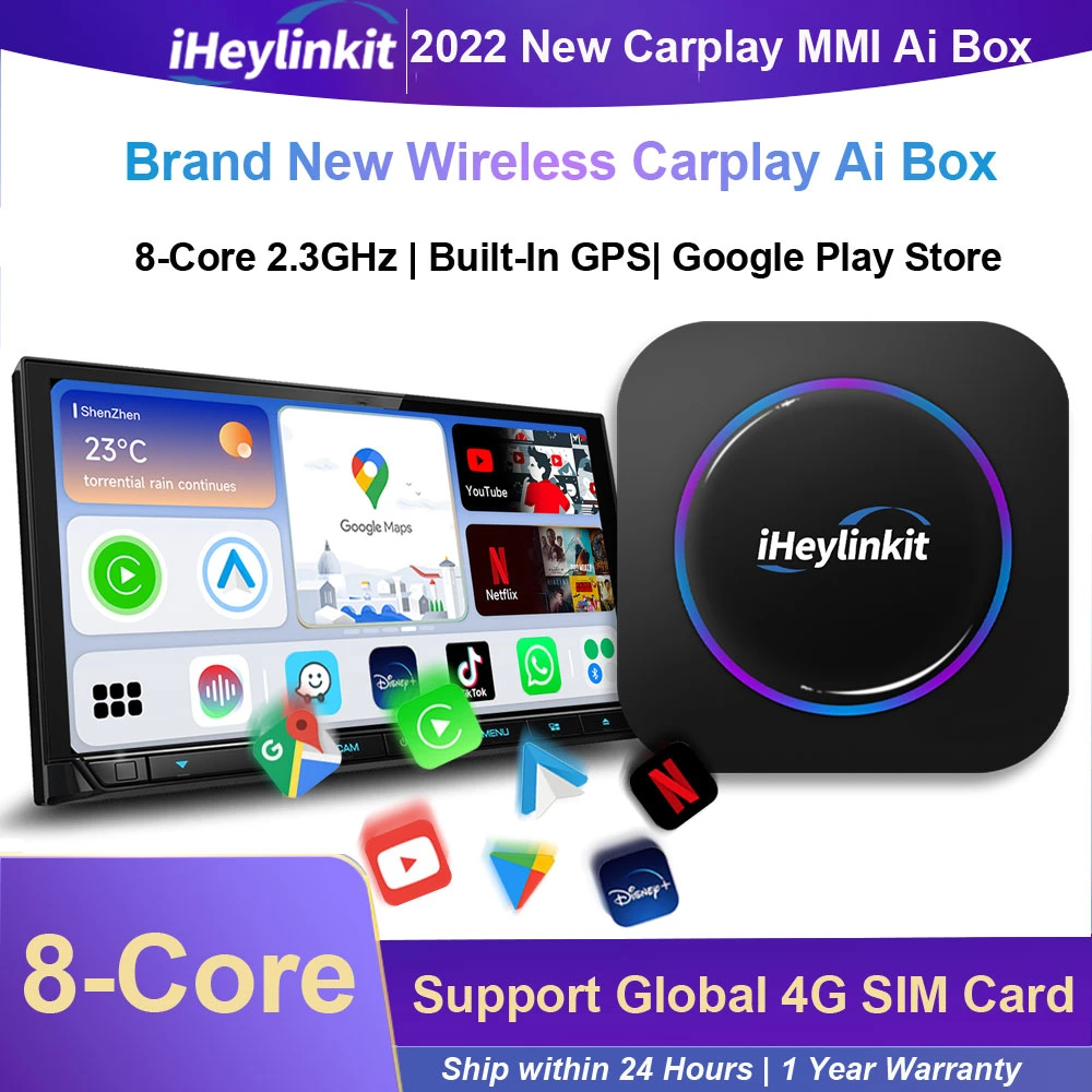 Iheylinkit Wireless Carplay Mini Ai Box Apple Carplay Android Auto Youtube Netflix Play For Audi