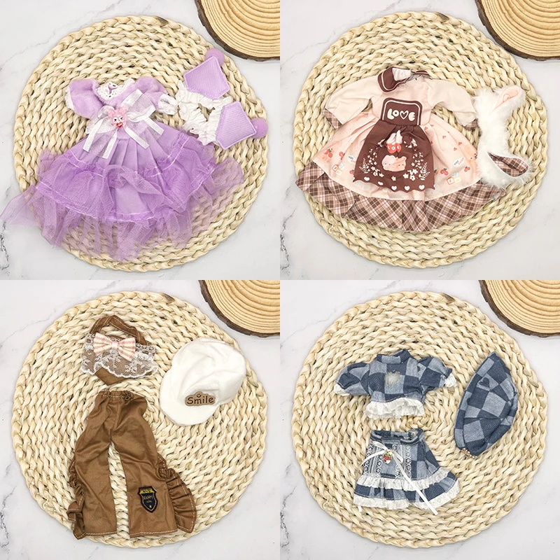 Full Set 1/6 Bjd Dolls Clothes 30cm Anime Kawaii Reborn Doll Skirt Hat Headdress Kids Gifts Dress Up DIY Dollhouse Toys for Girl