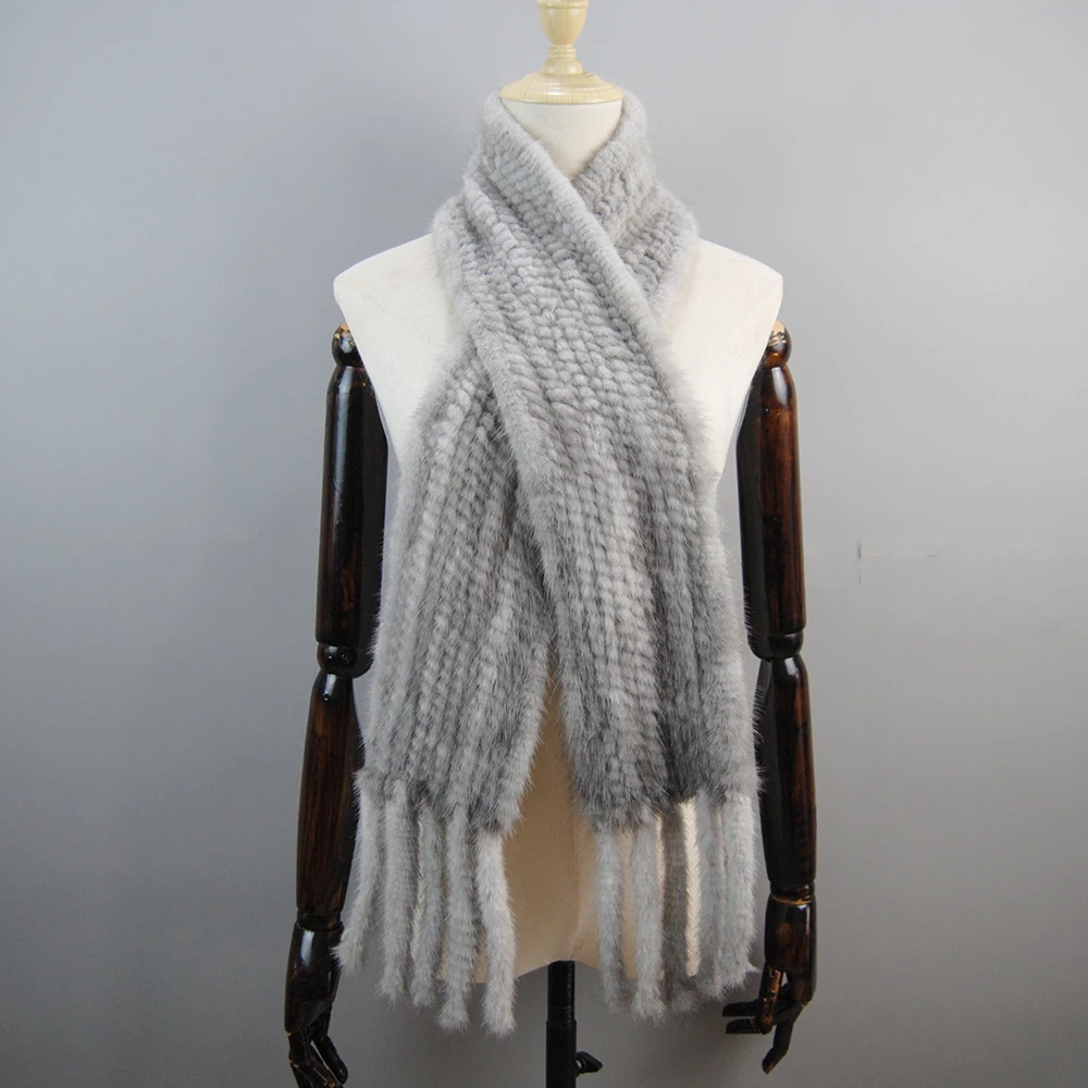 ◇MOLLIOLLI◇ MING eco fur muffler [2COLOR] 2025 Luxury Women Muffler 100% Real Mink Fur Scarf With
