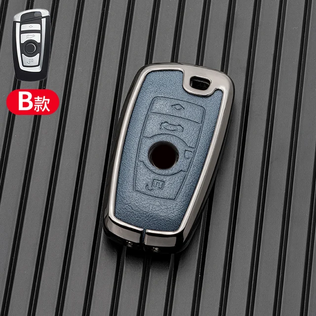 TECART Smart autosleutelhoes geschikt voor BMW F20, F30, G20, F31, F34, F10, G30, F11, X3, F25, X4, I3, M3, M4, 1, 3, 5, beschermhoes, sleutelhoes, accessoires, autosleutels, 3, 4 toetsen, 3b-zwart