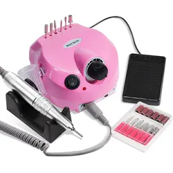 High-Speed Professional Electric Nail Drill Machine - Quiet Manicure & Pedicure Kit with Nail File and Cutting Tools - US (Pink)