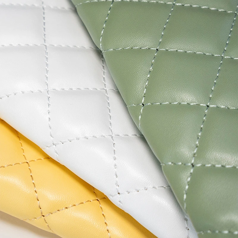 Premium Quilted Faux Leather Fabric with Thick Sponge Padding for Upholstery and DIY Projects
