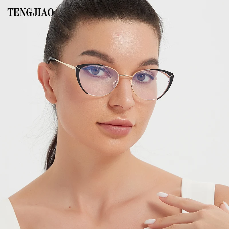 TENGJIAOFashionAntiBlueLightRaysEyeglassesFrameWomenCatEye