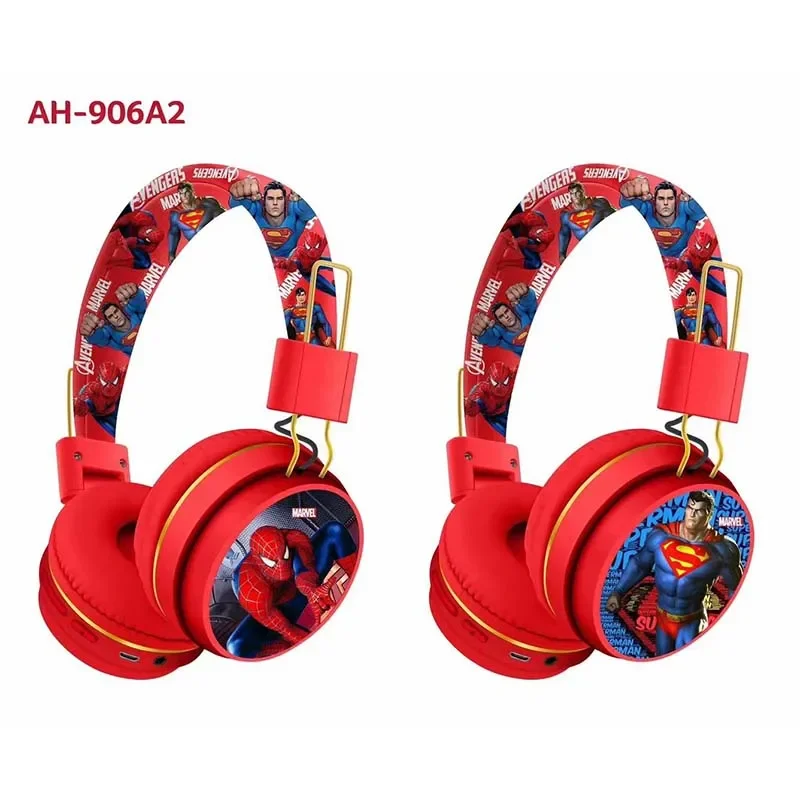 Disney Bluetooth Headphones AH-906 Spider-man Wireless Bluetooth Earbuds HIFI Surround Sound Headset with Mic Kids Anime Cartoon