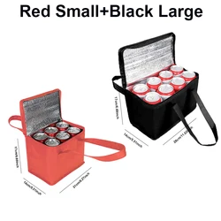 Portable Insulated Lunch Tote with Thermal Lining (132E - Red S Black L)