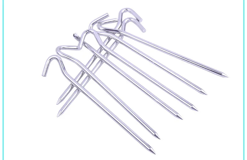5/10 Stück Zeltheringe aus Aluminiumlegierung mit Haken | 7,09-Zoll-Sechskantnägel für Campingzelte, Gartenpfähle, silberfarben – Detail 6