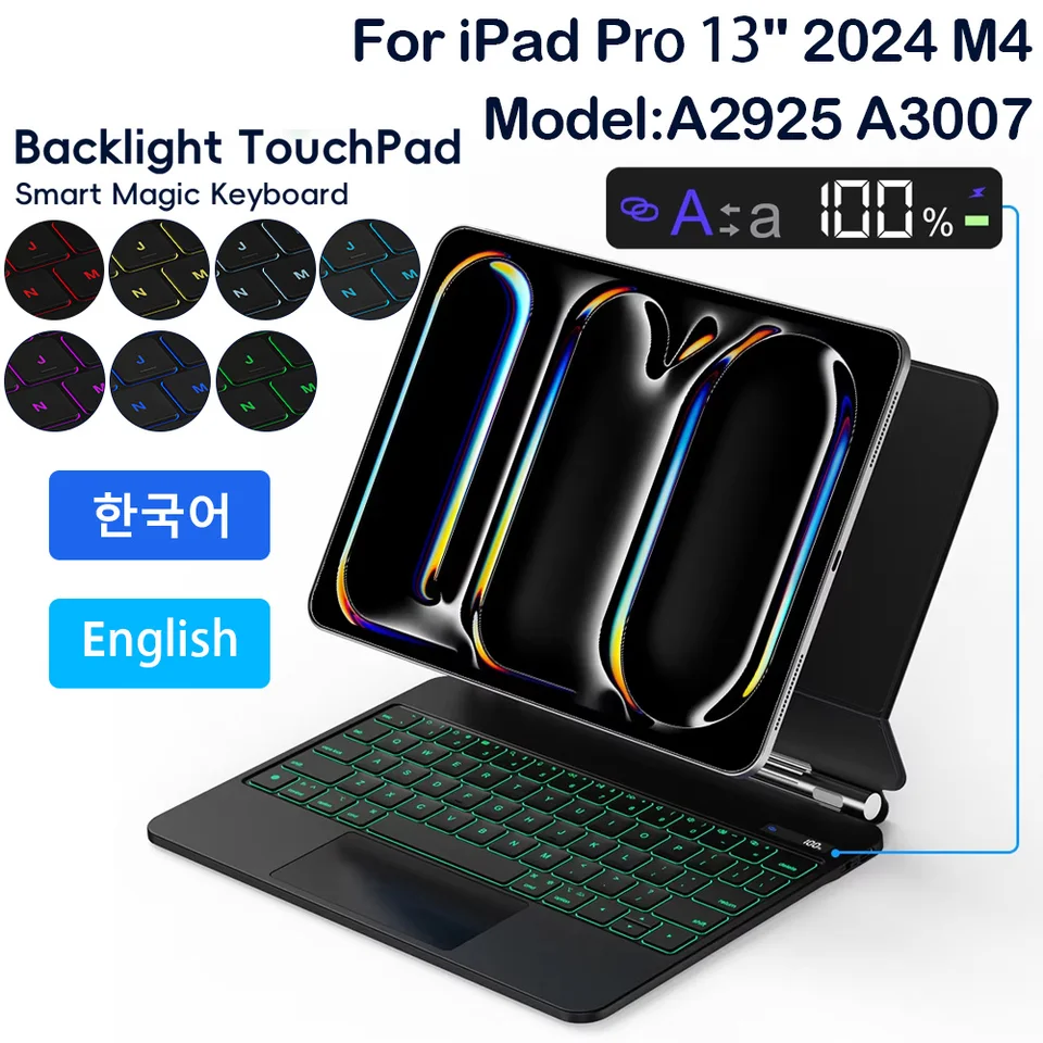 Magic Keyboard for iPad Pro 13 Inch 2024 M4 Case A2925 A3007 for