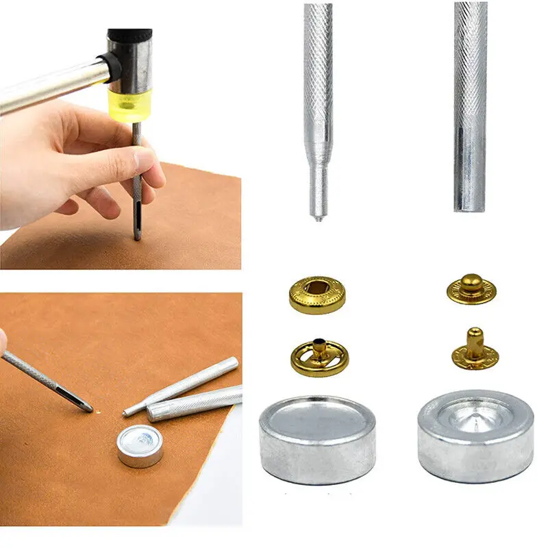 325PCS (80 set) Heavy Duty Snap Fasteners Press Studs Kit +Poppers Leather Button Tool For DIY Clothes Garment Bag Shoes 3