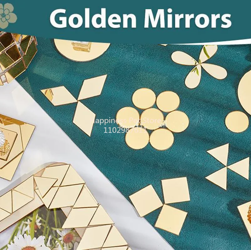 Raindrop/Round/Square/Triangle/Heart/Leaf Shape Craft Mirror Stickers Acrylic Mini Mirror DIY Art Wall Decorations 100pcs Mirror Wall Sticker Acrylic Wall Sticker Wall Sticker