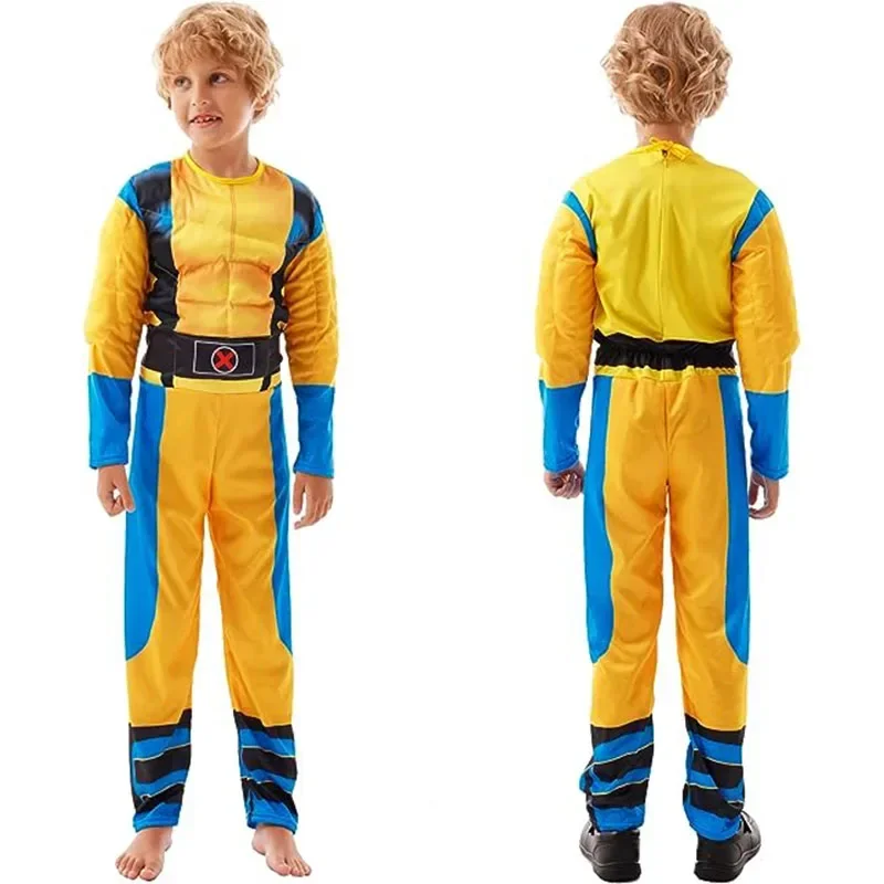 Wolverine Child Halloween Costume Black Panter Costume Classic Hero Kids Onesies Wolverine Muscle Child Jumpsuit