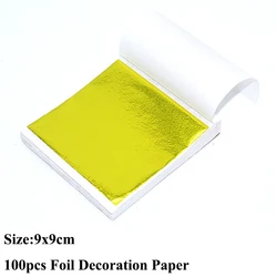 Imitation Gold Silver Copper Foil Sheets for DIY Crafts and Home Decoration - 100pcs (Lemon Yellow)