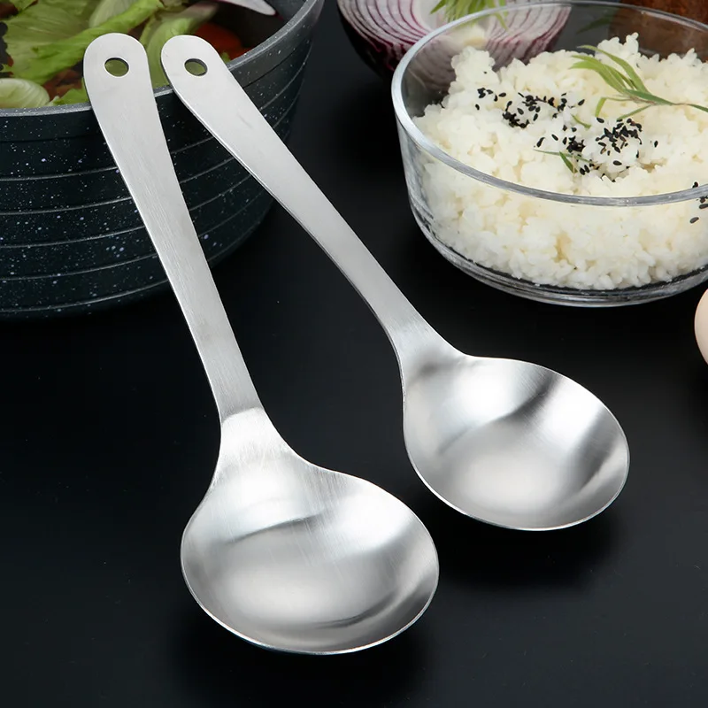 Stainless Steel Soup Spoon Deepen Tablespoons Long Handle Large Ramen Bouillon Spoon Kitchen Tableware Cooking Utensils