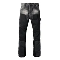Trendy and Individual, Retro Color-blocking Fashion, Micro-flare, Non-elastic, Slim-fit European and American Men's Jeans. 2