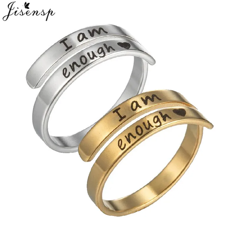 Sono Abbastanza Anelli Per Donna Acciaio Inossidabile Vintage Oro Incidere Lettera Coppia Anello Polsino Ispirazione Gioielli Bague Femme 2022