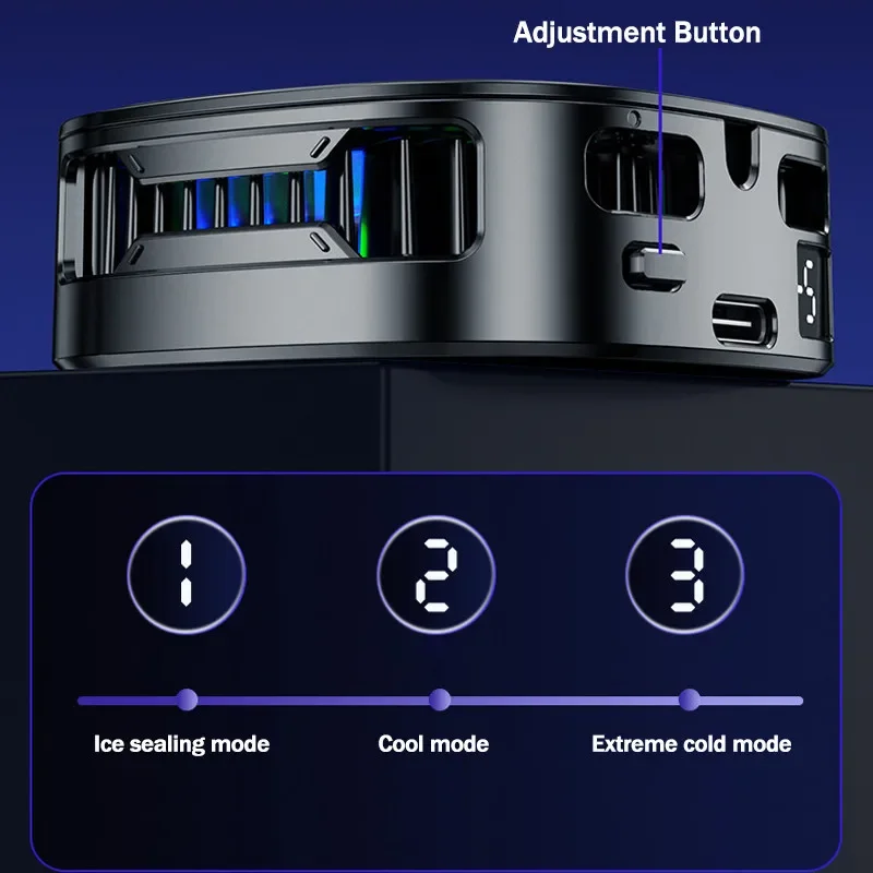 마그네틱 백 클립 휴대폰 쿨러, 빠른 냉각, 디지털 디스플레이, 게임 액세서리, 2 in 1, 3 속도 조절 가능, FS05