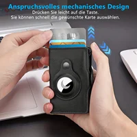 Airtag Buckle Wallet Metal Aluminum Box Case Rfid Anti-theft Swipe Credit Card Holder Genuine Leather Short Zipper Coin Purse 2